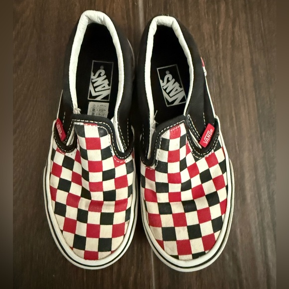 Vans Other - Vans Kids Red and Black Checkered Slip-On Sneakers